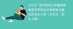 2022广西中医药大学赛恩斯新医药学院在甘肃录取分数线及招生计划（含位次、招生人数）