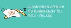 2022南宁职业技术学院在云南录取分数线及招生计划（含位次、招生人数）