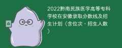 2022黔南民族医学高等专科学校在安徽录取分数线及招生计划（含位次、招生人数）