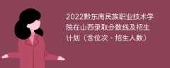 2022黔东南民族职业技术学院在山西录取分数线及招生计划（含位次、招生人数）