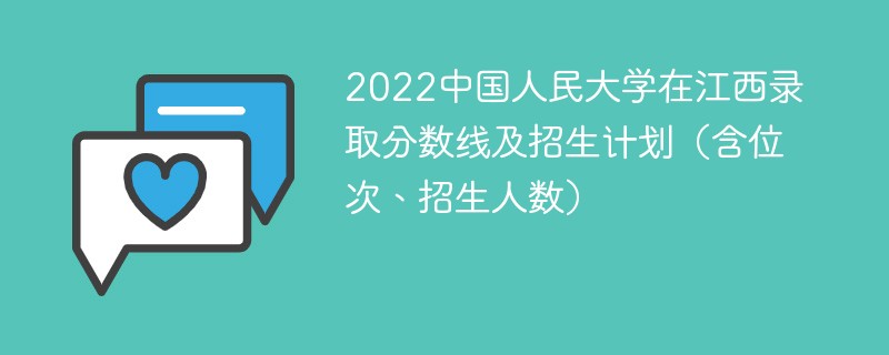 2022中国人民大学在江西录取分数线及招生计划（含位次、招生人数）