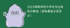 2023湖南师范大学各专业录取分数线（录取最低分是多少）