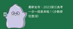 最新发布：2023浙江高考一分一段表来啦！(分数排位查询)