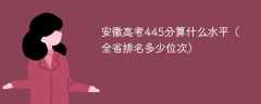 安徽高考445分算什么水平（全省排名多少位次）