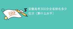 安徽高考300分全省排名多少位次（算什么水平）