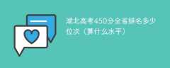 湖北高考450分全省排名多少位次（算什么水平）