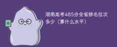湖南高考485分全省排名位次多少（算什么水平）