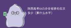 陕西高考665分全省排名位次多少（算什么水平）