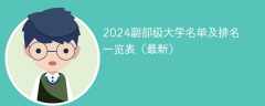 2024副部级大学名单及排名一览表（最新）