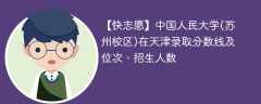 中国人民大学(苏州校区)在天津录取分数线及位次、招生人数「2021-2023招生计划」