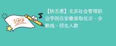 北京社会管理职业学院在安徽录取位次、分数线、招生人数「2021-2023招生计划」