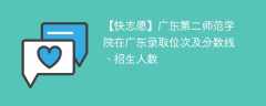 广东第二师范学院在广东录取位次及分数线、招生人数（2021-2023招生计划）