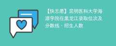 昆明医科大学海源学院在黑龙江录取位次及分数线、招生人数（2021-2023招生计划）
