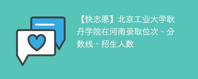 【快志愿】北京工业大学耿丹学院在河南录取位次、分数线、招生人数