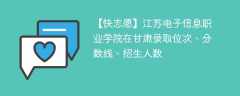 江苏电子信息职业学院在甘肃录取位次、分数线、招生人数「2021-2023招生计划」