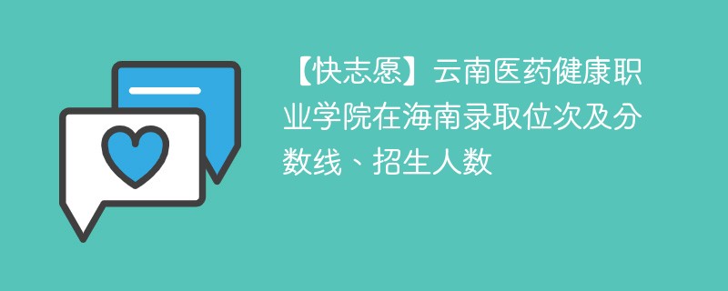 【快志愿】云南医药健康职业学院在海南录取位次及分数线、招生人数