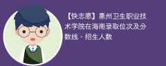 惠州卫生职业技术学院在海南录取位次及分数线、招生人数（2021-2023招生计划）