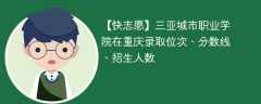 三亚城市职业学院在重庆录取位次、分数线、招生人数「2021-2023招生计划」