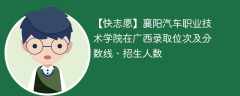 襄阳汽车职业技术学院在广西录取位次及分数线、招生人数（2021-2023招生计划）