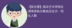 南京艺术学院在湖南录取分数线及位次、招生人数「2021-2023招生计划」