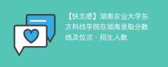湖南农业大学东方科技学院在湖南录取分数线及位次、招生人数「2021-2023招生计划」