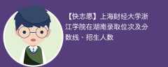 上海财经大学浙江学院在湖南录取位次及分数线、招生人数（2021-2023招生计划）