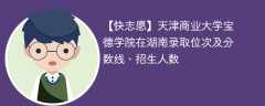 天津商业大学宝德学院在湖南录取位次及分数线、招生人数（2021-2023招生计划）
