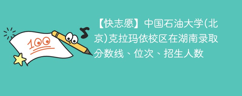 【快志愿】中国石油大学(北京)克拉玛依校区在湖南录取分数线、位次、招生人数