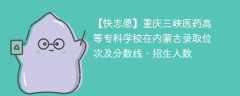 重庆三峡医药高等专科学校在内蒙古录取位次及分数线、招生人数（2021-2023招生计划）