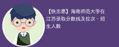 海南师范大学在江苏录取分数线及位次、招生人数「2021-2023招生计划」