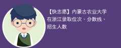 内蒙古农业大学在浙江录取位次、分数线、招生人数「2021-2023招生计划」