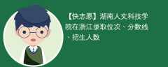 湖南人文科技学院在浙江录取位次、分数线、招生人数「2021-2023招生计划」