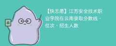 江苏安全技术职业学院在云南录取分数线、位次、招生人数（2021-2023招生计划）