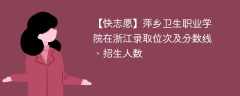 萍乡卫生职业学院在浙江录取位次及分数线、招生人数（2022-2024招生计划）