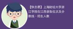 上海财经大学浙江学院在江西录取位次及分数线、招生人数（2021-2023招生计划）