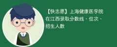上海健康医学院在江西录取分数线、位次、招生人数（2021-2023招生计划）