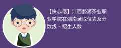 江西婺源茶业职业学院在湖南录取位次及分数线、招生人数（2021-2023招生计划）