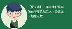 上海城建职业学院在宁夏录取位次、分数线、招生人数「2021-2023招生计划」
