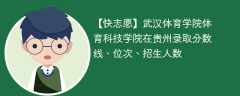 武汉体育学院体育科技学院在贵州录取分数线、位次、招生人数（2022-2024招生计划）