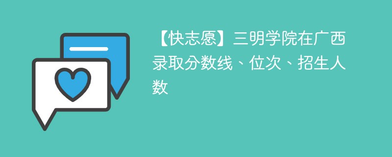 【快志愿】三明学院在广西录取分数线、位次、招生人数