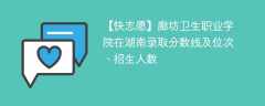 廊坊卫生职业学院在湖南录取分数线及位次、招生人数「2021-2023招生计划」