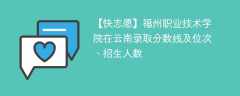 福州职业技术学院在云南录取分数线及位次、招生人数「2021-2023招生计划」