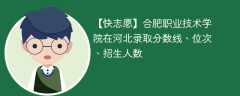 合肥职业技术学院在河北录取分数线、位次、招生人数（2021-2023招生计划）