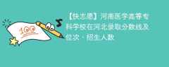 河南医学高等专科学校在河北录取分数线及位次、招生人数「2021-2023招生计划」