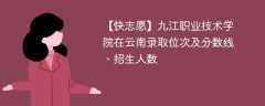 九江职业技术学院在云南录取位次及分数线、招生人数（2021-2023招生计划）