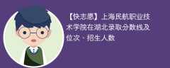 上海民航职业技术学院在湖北录取分数线及位次、招生人数「2021-2023招生计划」