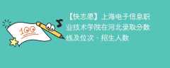 上海电子信息职业技术学院在河北录取分数线及位次、招生人数「2021-2023招生计划」