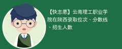 云南理工职业学院在陕西录取位次、分数线、招生人数「2021-2023招生计划」