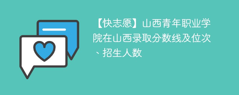 【快志愿】山西青年职业学院在山西录取分数线及位次、招生人数