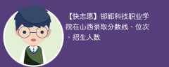 邯郸科技职业学院在山西录取分数线、位次、招生人数（2022-2024招生计划）